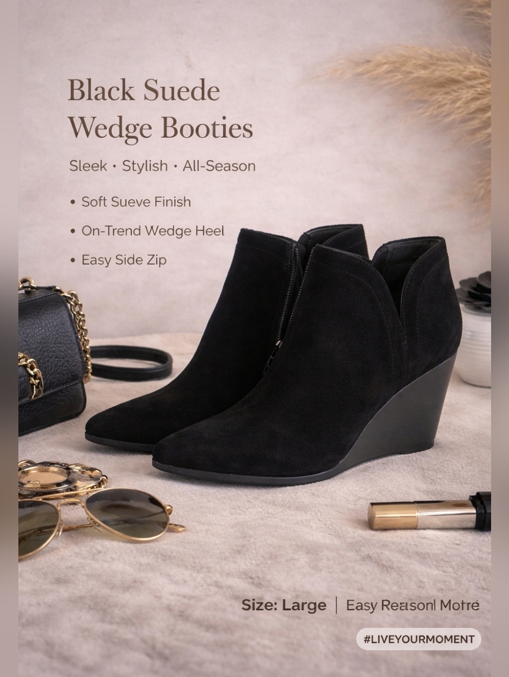 Bootie-licious Momement-Lucky Brand Suede Wedge Ankle Size 8M Side Zip Yamina